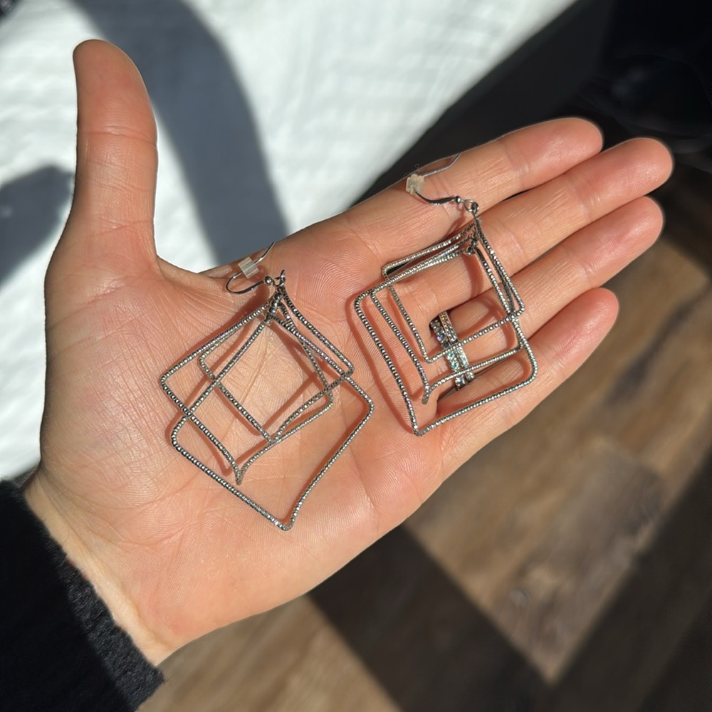 Silver Geometric Dangle Earrings
